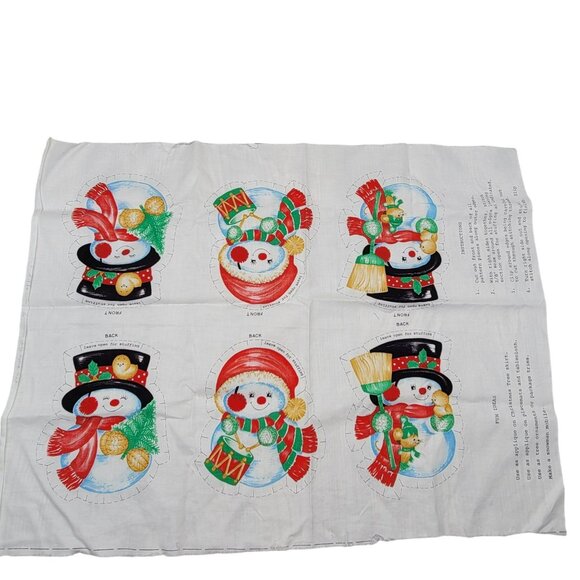 Snowman Cutout Cut Sew Fabric Panel Winter Christmas Applique Vtg V.I.P Cranston - Picture 1 of 6